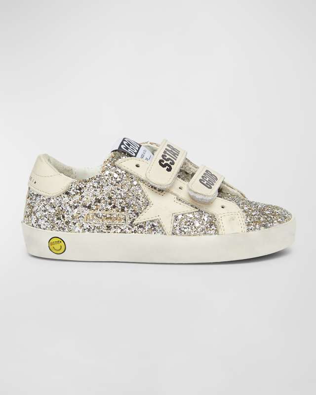 Girl's Old School Glitter Dual-Grip Sneakers, Baby/Toddler